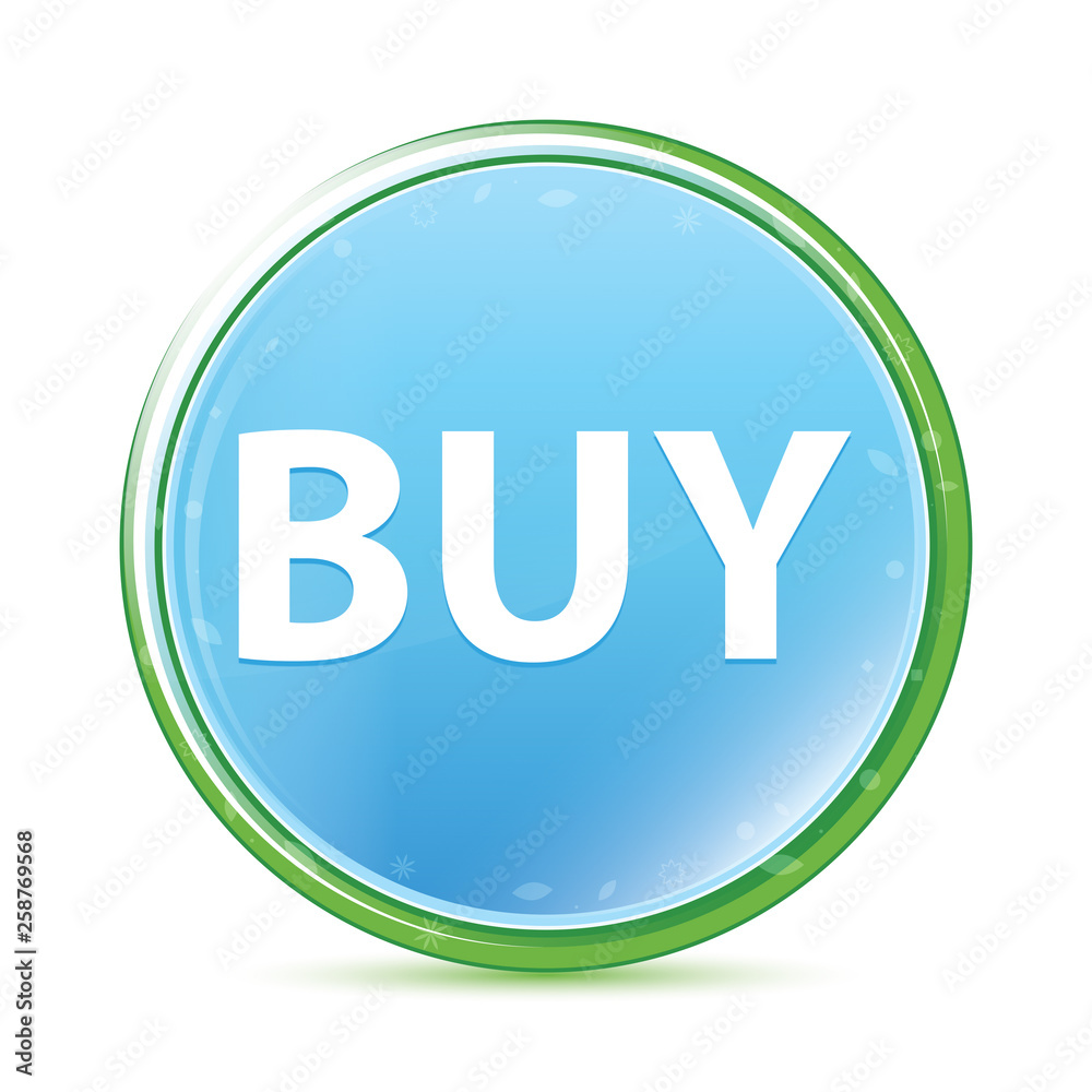 Buy natural aqua cyan blue round button Buy natural aqua cyan blue round button