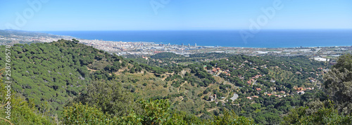 Panoramic view of mountains and beaches of Maresme Barcelona. photo