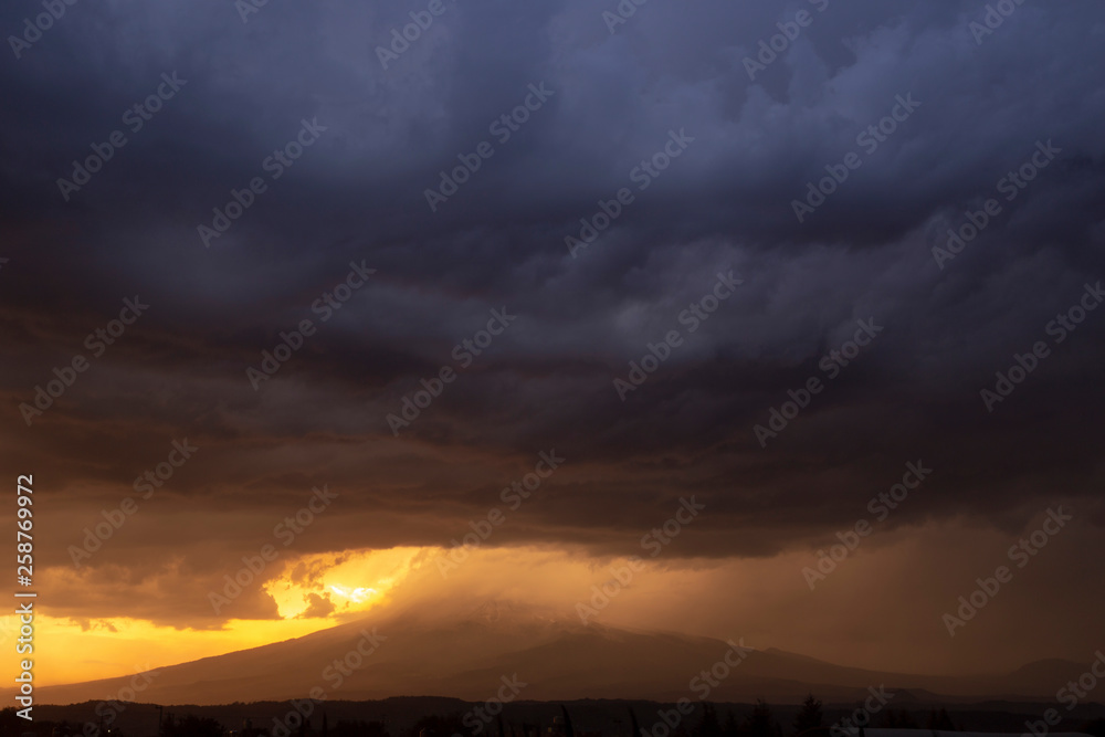 popocatepetl sunset, storm