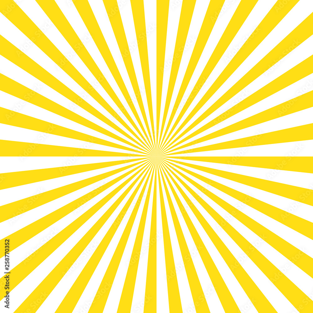 Yellow stripes sunrays background. Sunrays yellow color vector eps10 background. - obrazy, fototapety, plakaty 