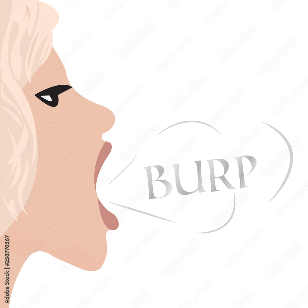 A burp from mouth of a beautiful girl
