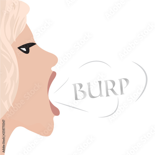 A burp from mouth of a beautiful girl