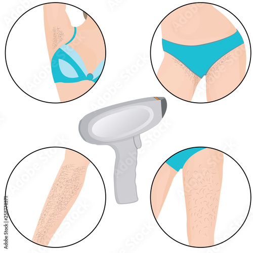 Hair removal zones laser removal vector illustration