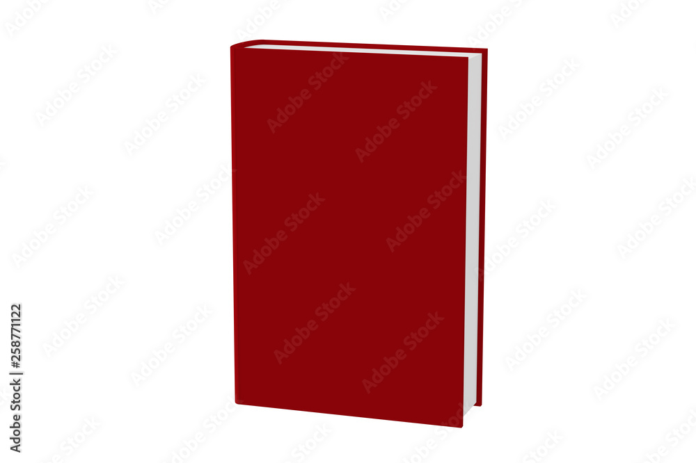 Red book mock up for design on white background, copy space, 3d rendering illustration.