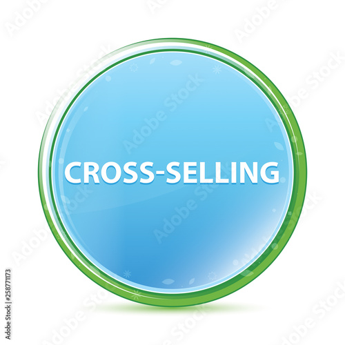 Cross-selling natural aqua cyan blue round button