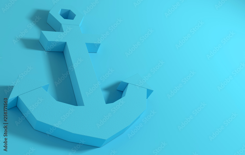 Paper nautical anchor icon. Modern origami design Paper nautical anchor icon. Modern origami design