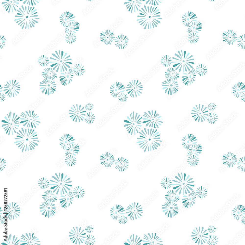 Seamless pattern with abstract flowers on transparent background.