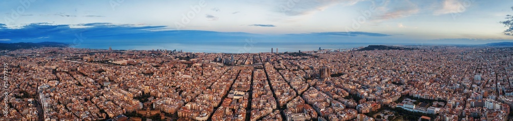 Barcelona skyline aerial view