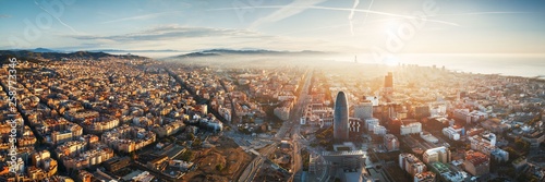 Canvas Print Barcelona skyline aerial view