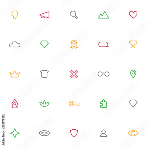 Icons archetypes signs symbols seamless vector background. Set of icons. Minimal style, thin outline. Web icons. Vector