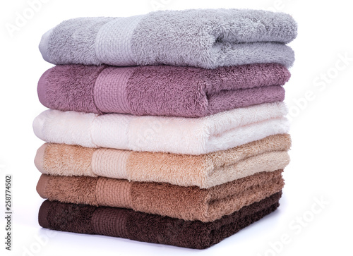 stack of colorful towels isolated
