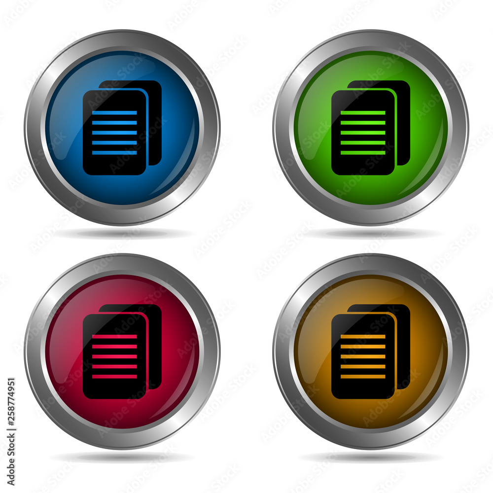 Document icon. Set of round color icons. Document icon. Set of round color icons.