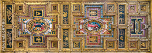 Beautiful ornated ceiling in the Church of San Silvestro al Quirinale in Rome  Italy.