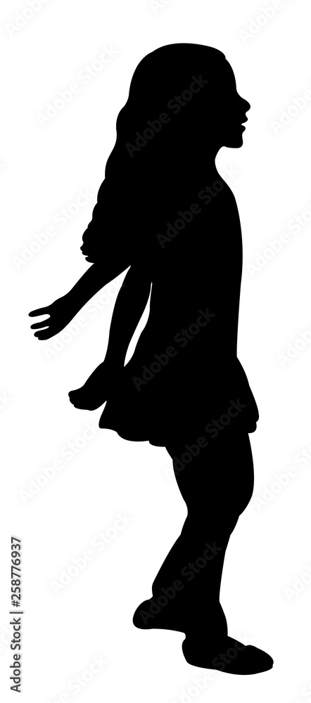 a girl walking body silhouette vector