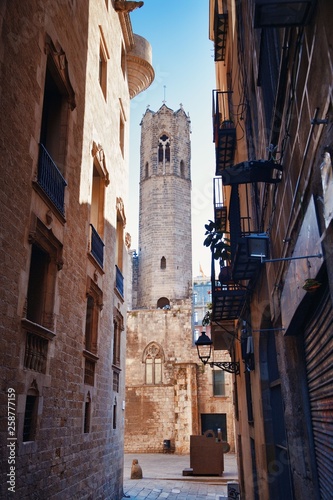 Fototapeta Naklejka Na Ścianę i Meble -  Old buildings in Gothic Quarter in Barcelona