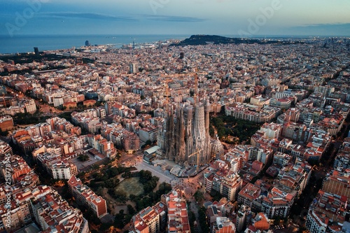 Photography Barcelona skyline aerial view