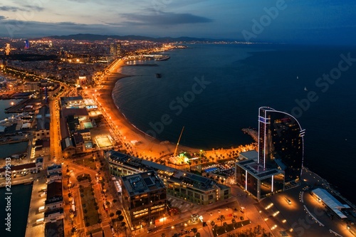 Aerial view of Barcelona coast