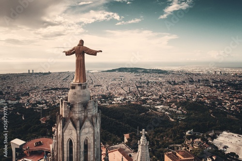 Canvas Print Tibidabo Aerial View