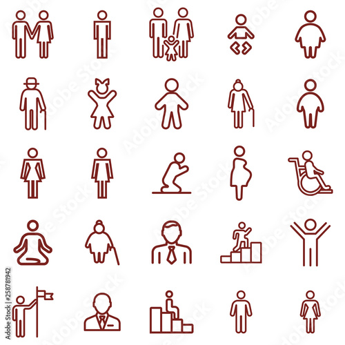 persons people and family - minimal thin line web icon set. simple vector illustration. concept for infographic website or app.