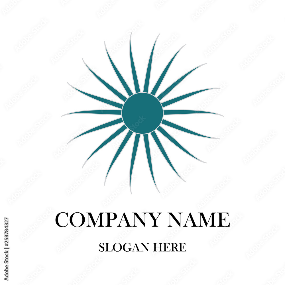 Octopus monster company logo.Green sun rays abstract logo design vector eps10 Octopus monster company logo.Green sun rays abstract logo design vector eps10