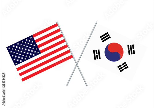 American and South Korea flag. Usa flag and south korea flag vector eps10