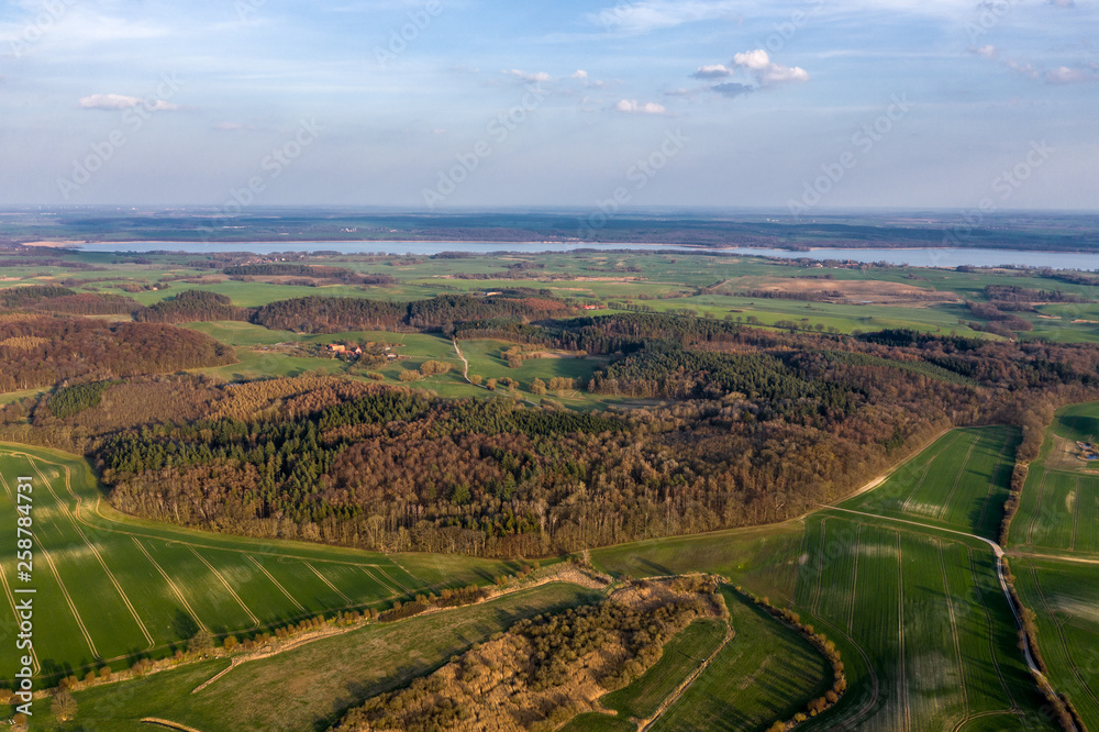 aerial view of landscape in mecklenburg western pomerania