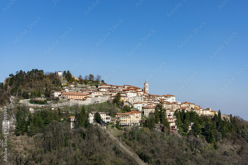 Sacro Monte of Varese (Santa Maria del Monte). Picturesque view of the small medieval village. World heritage site - UNESCO site in Varese, Italy