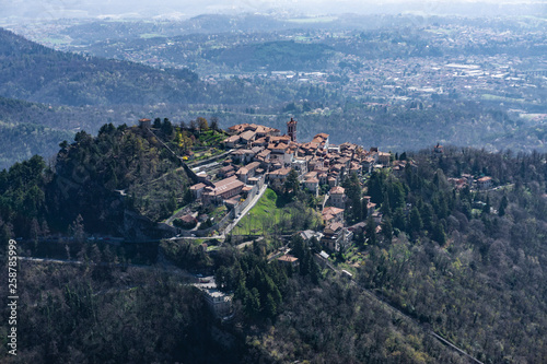 Sacro Monte of Varese (Santa Maria del Monte). Picturesque view of the small medieval village. World heritage site - UNESCO site in Varese, Italy