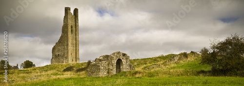 Ruins of The Yellow Steeple at St Mary's Abbey, Trim, County Meath, Ireland, panoramic view