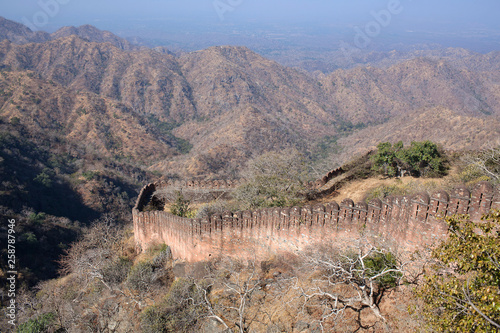 Walls of famous Kumbhalgarh fort in Rajasthan, India