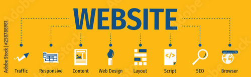 Banner Website Concept. Website with Icon.