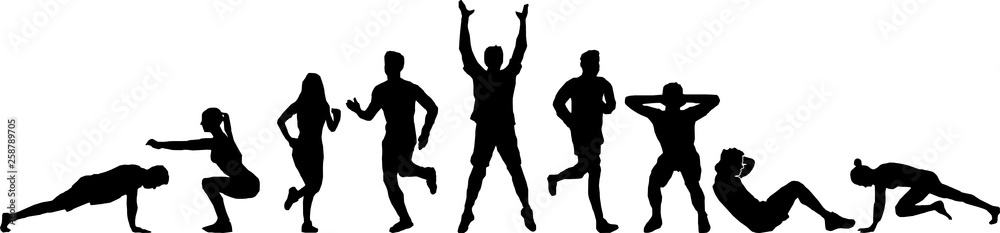 People Fitness Workout Silhoutte