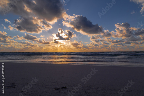 Fototapeta Naklejka Na Ścianę i Meble -  Sunset over the beach of the Mayan Riviera in Tulum, Quintana Roo, Mexico