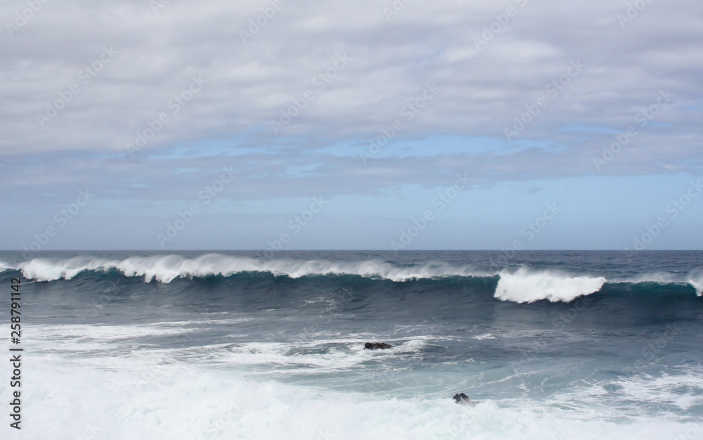 Fototapeta premium big waves on the island coast