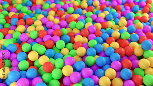 Colorful 3d illustration background from a pile of abstract spheres