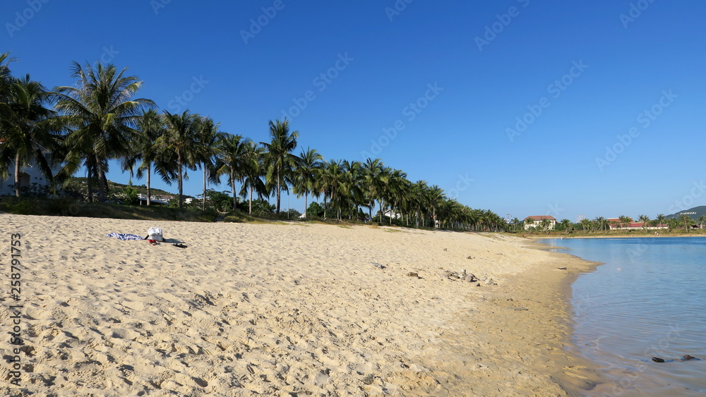 Empty Panagar beach in Nha Trang Vietnam at midday