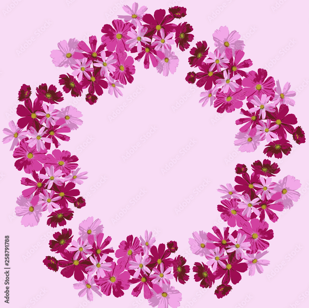 beautiful floral design in the style of a wreath for a festive decor on a light background