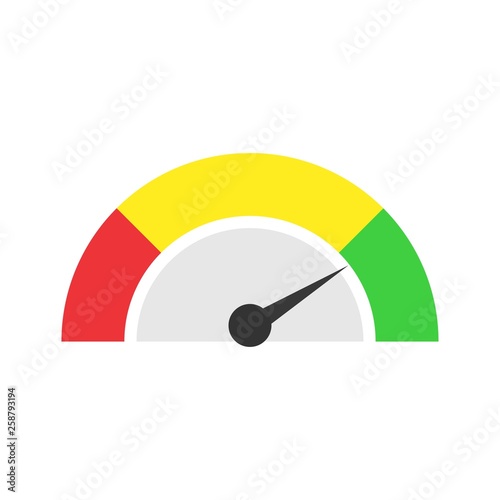 Speedometer icon or sign with arrow.