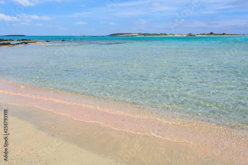 Elafonisi - a beach with pink sand  warm and crystal clear water. Crete Island  Greece