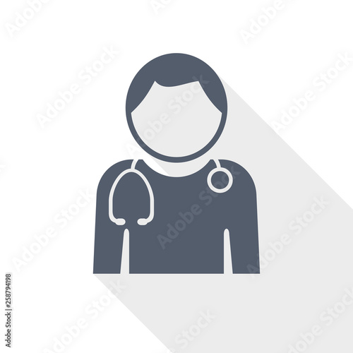 male doctor web icon, flat design vector illustration © Alex White
