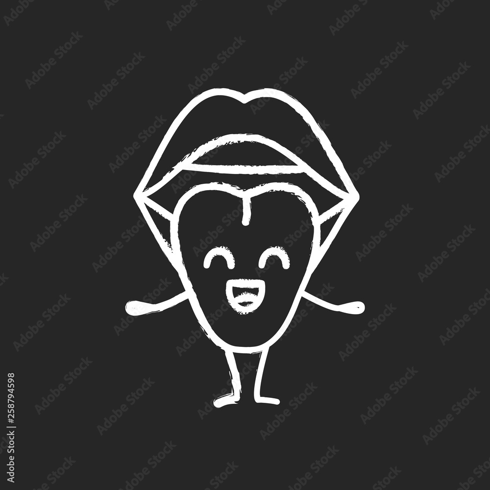 Smiling tongue emoji chalk icon
