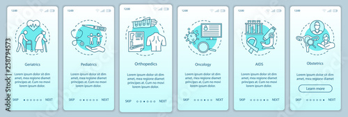 Nursing care onboarding mobile app page screen vector template