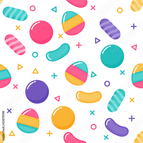 kawaii Cute Pastel Candy sweet desserts Seamless pattern with different types on White Background for cafe or restaurant. illustration Vector.