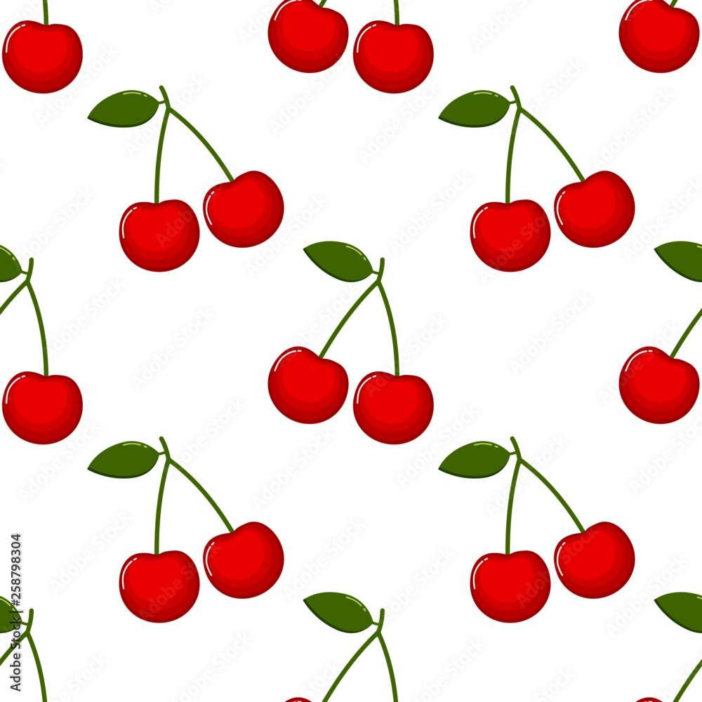 cherries Seamless pattern. fruit collection for juice packaging. textile, wrapping, wallpapers. isolated on white background. 
