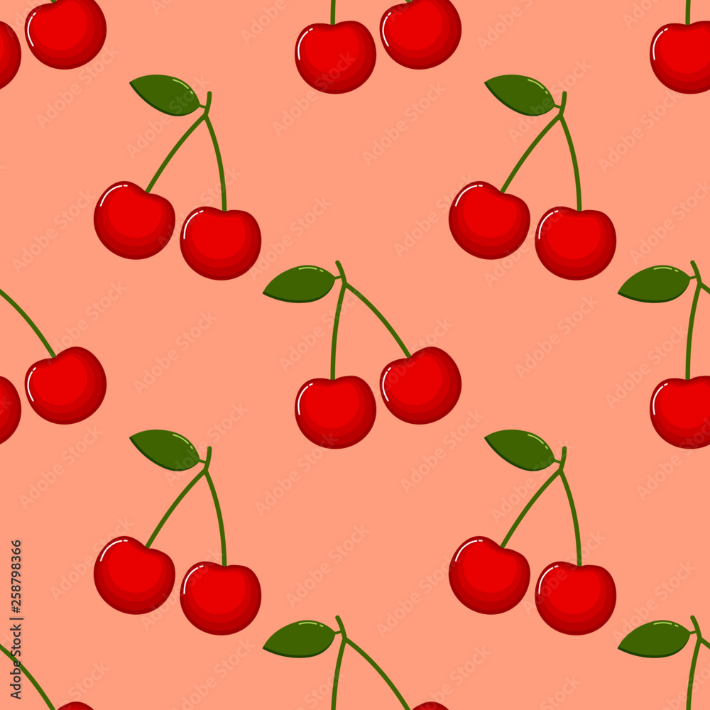 cherries Seamless pattern. fruit collection for juice packaging. textile, wrapping, wallpapers. isolated on pink background. cherries Seamless pattern. fruit collection for juice packaging. textile, wrapping, wallpapers. isolated on pink background.