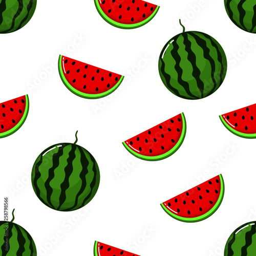 red watermelon slices Seamless Pattern. fruit collection for juice packaging. textile, wrapping, wallpapers. isolated on white background