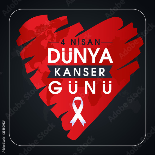 1-7 nisan kanserle savaş haftası, kanser günü Translation: February 4, World Cancer Day. Creative greeting card design, world healthy concept, illustration ribbon banner. Template for graphics vector. photo