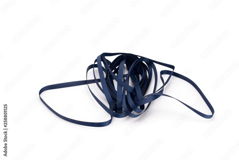 Blue satin ribbon on white background Blue satin ribbon on white background