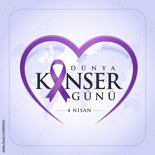 1-7 nisan kanserle savaş haftası, kanser günü Translation: February 4, World Cancer Day. Creative greeting card design, world healthy concept, illustration ribbon banner. Template for graphics vector. photo