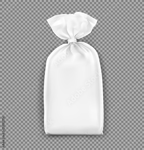 Vertical bag mockup with clip band. Vector illustration ready and simple to use for your design. Mockup will make the presentation look as realistic as possible. EPS10.